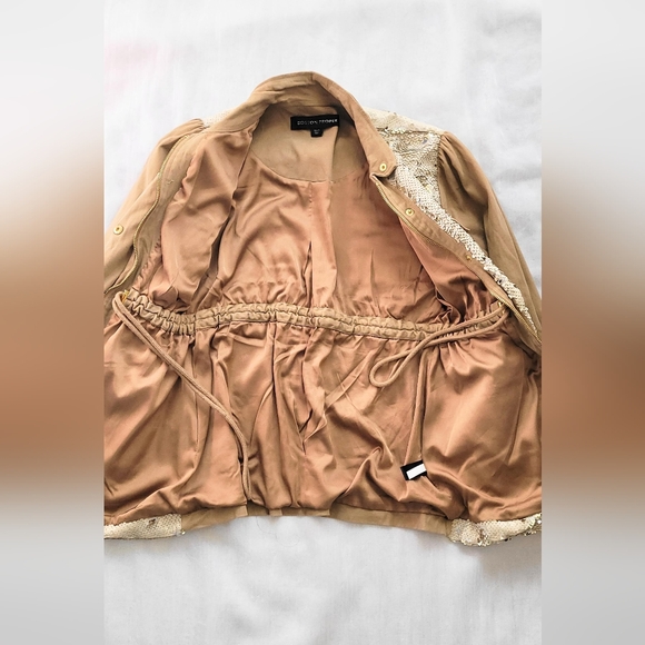 97% Cotton Boston Proper Sequin Embellished Women's Military Jacket Size Small - Picture 16 of 16